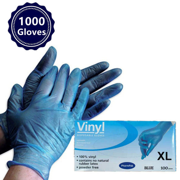 Powder Free Blue Disposable Vinyl Gloves - Carton of 1000