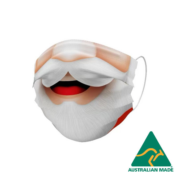 Level 2 Australian Made Santa Beard Face Mask - 10 individually wrapped pcs