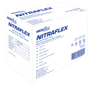 Mediflex Nitraflex Sterile Nitrile Gloves (Pairs) - 4 Boxes of 50 Pairs
