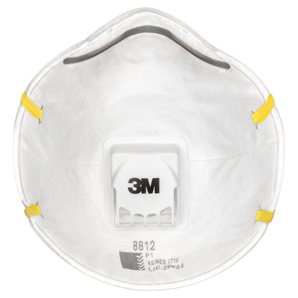 3M™ Cupped Particulate Respirator 8812, P1, valved, 10/Box, 24 Boxes/Case
