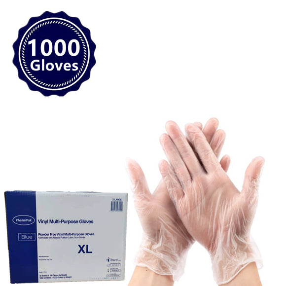 Powder Free Clear Disposable Vinyl Gloves - Carton of 1000